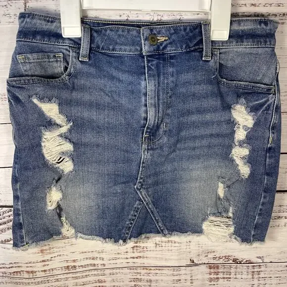 Hollister distressed, high-rise, vintage stretch, mini skirts size 9/29 Y2K - Picture 2 of 15